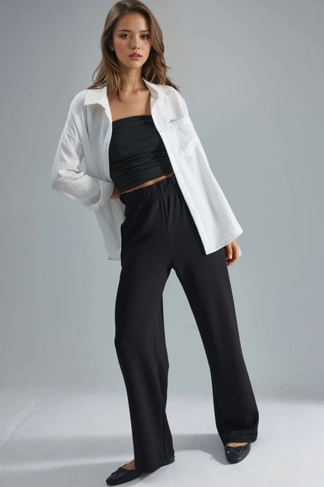 Modal Touch Elastischer Taillen Gerade Beinform Hose - Image 5