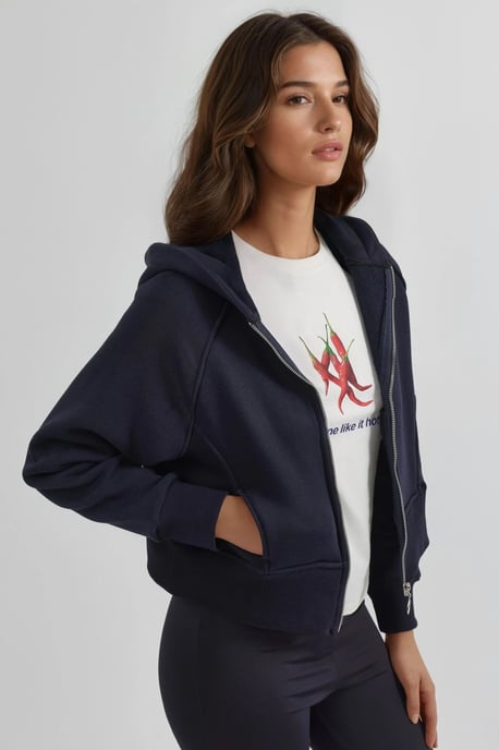Lässige Passform mit Reißverschluss Hoodie - Image 3
