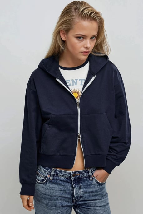 Oversized Kapuzen-Zipfel-Strick-Sweatshirt - Image 1