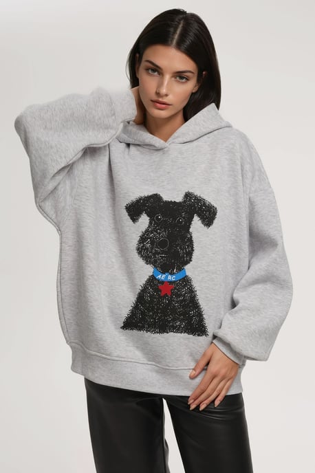 Übergroßer bedruckter Kapuzenpullover - Image 1
