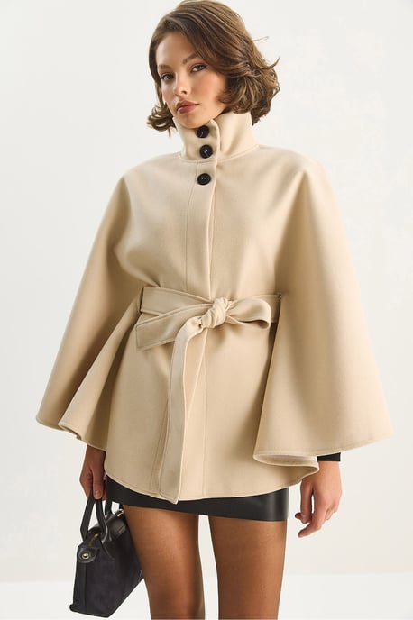Poncho-Mantel mit Bindegurt - Image 3
