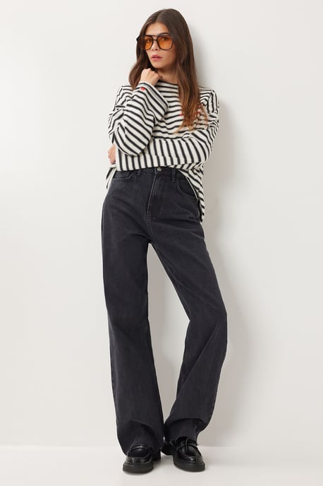 Hochtaillierte gerade Denim-Jeans - Image 3