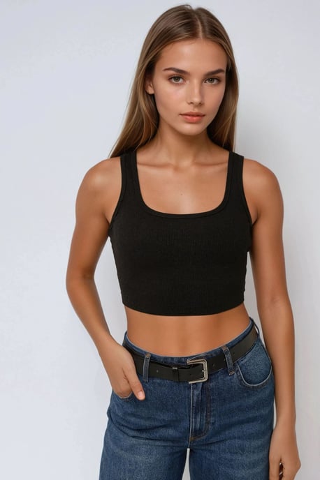 Hiccup Tailliertes Cropped-Top mit Rundhals - Schwarz - Image 1
