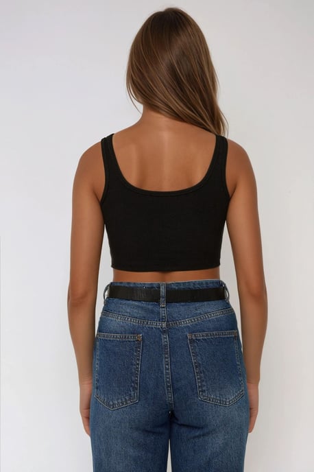 Hiccup Tailliertes Cropped-Top mit Rundhals - Schwarz - Image 3