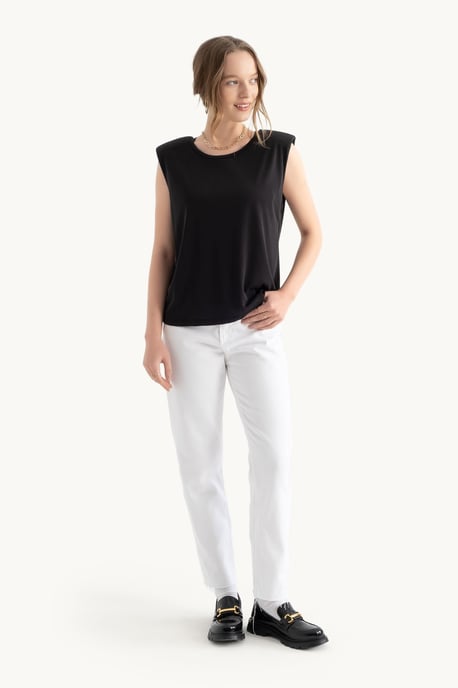 Rundhals Rohkante Ärmelloses Tanktop - Image 3