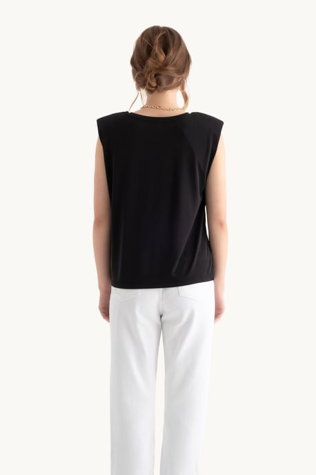Rundhals Rohkante Ärmelloses Tanktop - Image 4