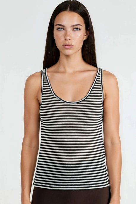 Gestreiftes Ripp U-Ausschnitt-Camisole-Top - Image 5