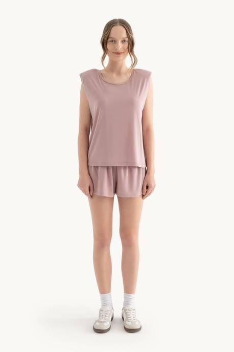 Rundhals Rohkante Ärmelloses Tanktop - Image 3