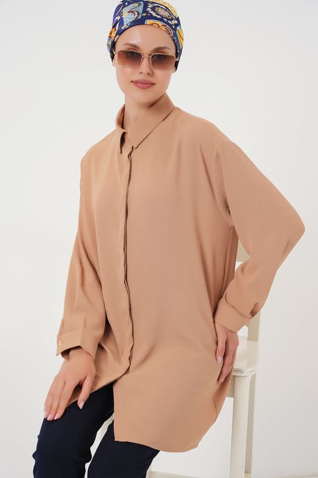 Oversized Langarm-Bluse mit Knopfleiste und Hemdkragen - Image 3