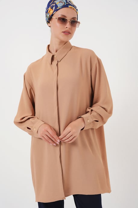 Oversized Langarm-Bluse mit Knopfleiste und Hemdkragen - Image 4