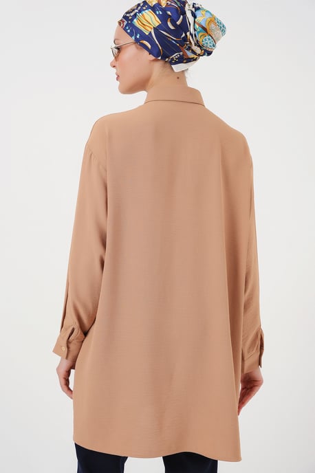 Oversized Langarm-Bluse mit Knopfleiste und Hemdkragen - Image 6