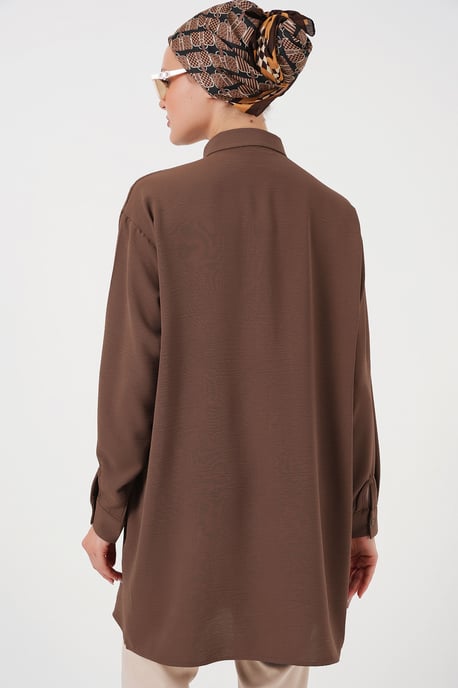Oversized Langarm-Bluse mit Knopfleiste und Hemdkragen - Image 3