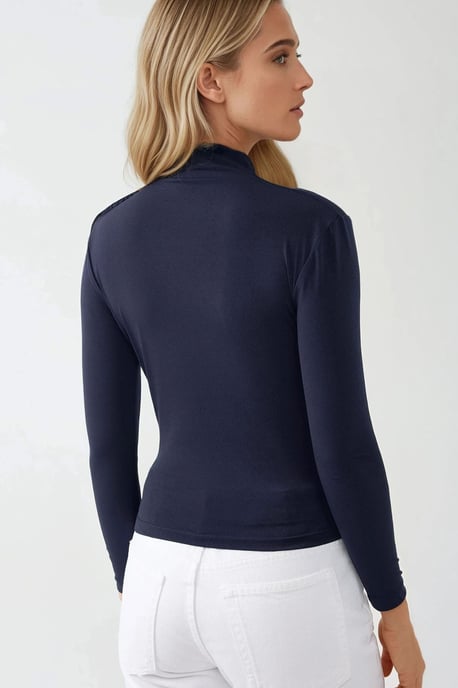 Bluse mit hohem Kragen und Drapierungsdetails - Image 5