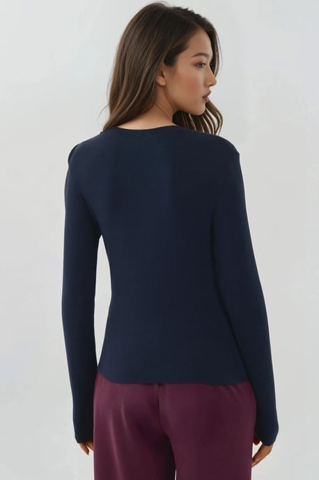 Ultra Soft Touch Slim Fit Rundhals Langarm Basic Top - Image 3