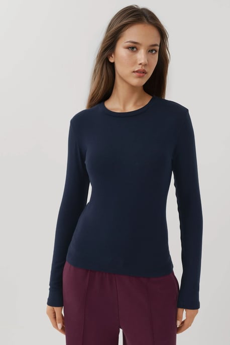 Ultra Soft Touch Slim Fit Rundhals Langarm Basic Top - Image 6