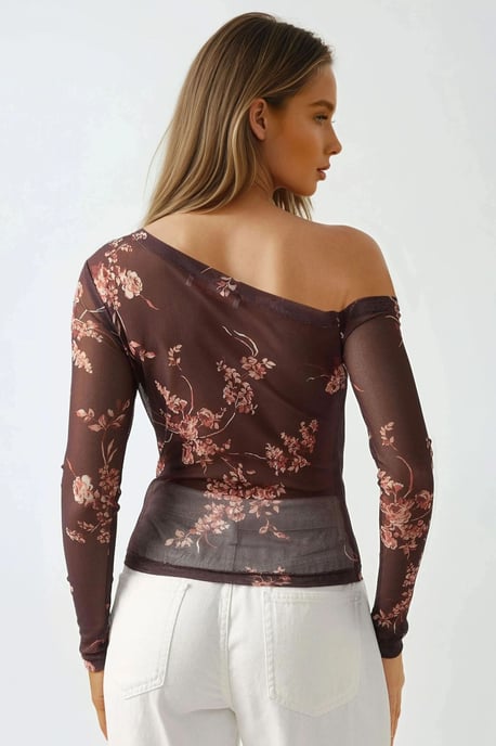 Asymmetrische Kragen-Tüllbluse - Image 4