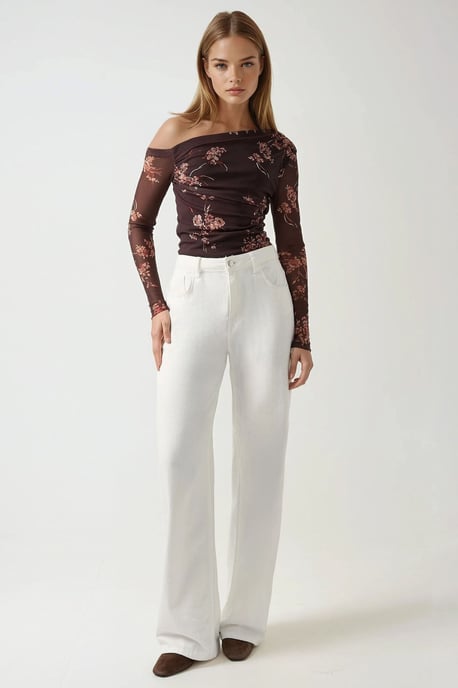 Asymmetrische Kragen-Tüllbluse - Image 6