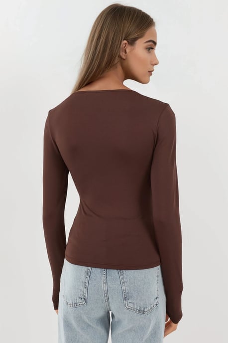 Slim Fit Quadratkragen Stricktop - Image 3