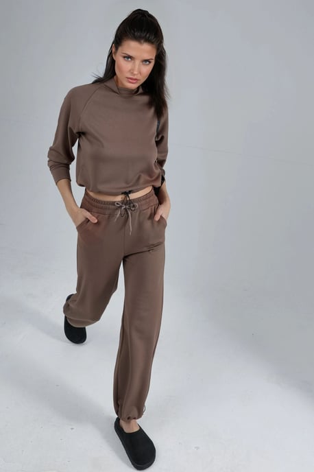 Modal Touch Halbhalsbluse & Hose mit elastischem Bund - Image 1