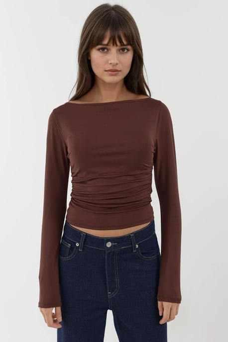 Boots-Ausschnitt Langarm Slim Fit Stricktop - Image 1