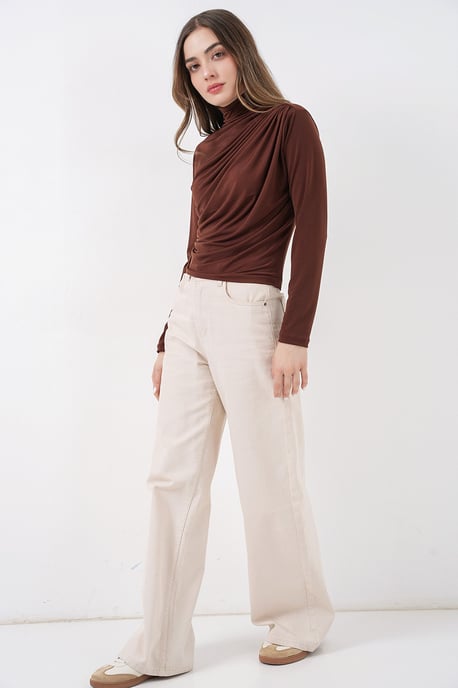 Taillierte Rollkragenbluse mit Drapierung - Image 2