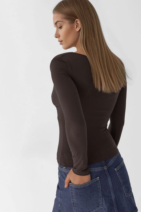 V-Ausschnitt Twist-Front Langarmoberteil - Image 5