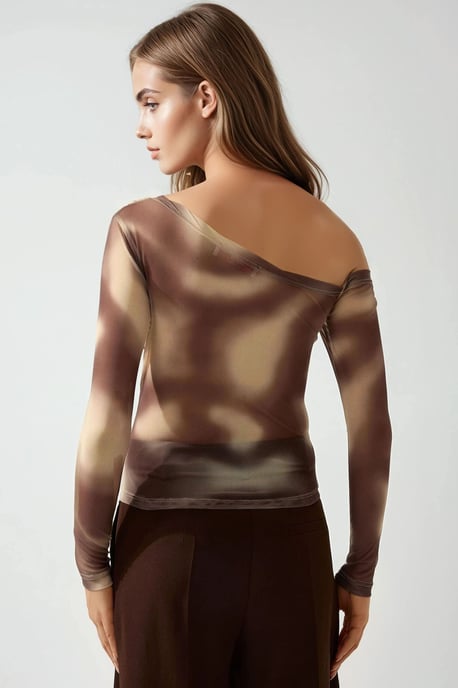 Asymmetrische Kragen-Tüllbluse - Image 5