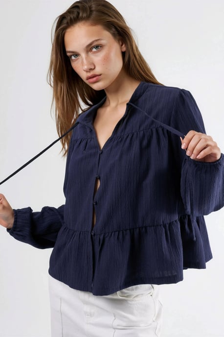 Bluse mit langen Ärmeln und Tippet-Kragen - Image 2