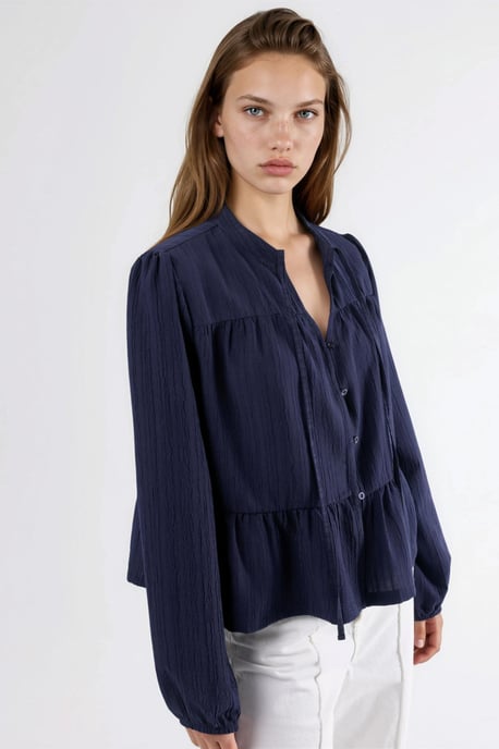 Bluse mit langen Ärmeln und Tippet-Kragen - Image 4