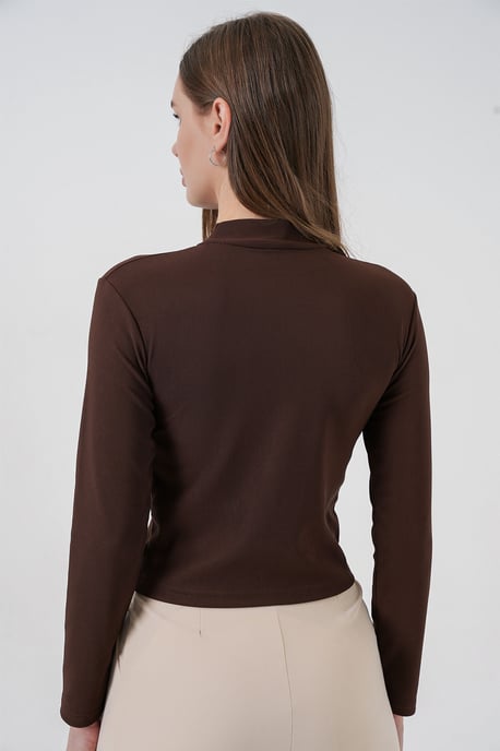 Figurbetontes Langarm-Halbkragenbluse mit Schleifendetail - Image 5