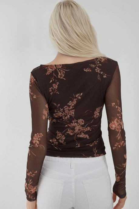 Herzkragen Bedrucktes Langarmshirt - Image 5