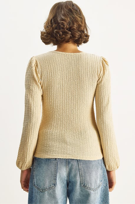 Schmale Passform Bluse mit quadratischem Kragen und Textur - Image 6