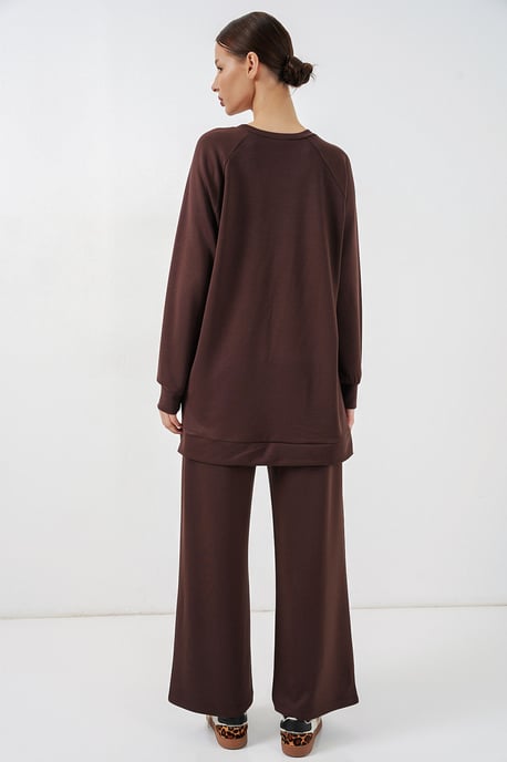 Oversize Tunika mit abstraktem Print und Hose Set - Image 6