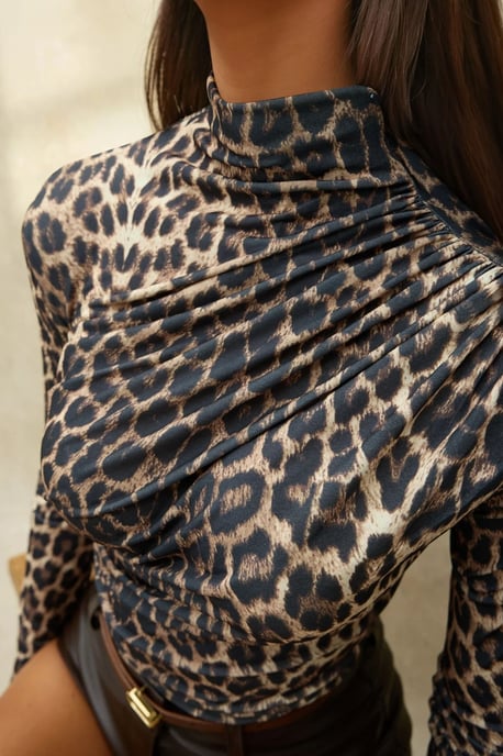 Leopardenmuster Halbkragenbluse - Image 3