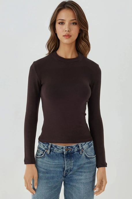 Ultraweiches Slim-Fit Rundhals Langarm-Basic-Top - Image 1