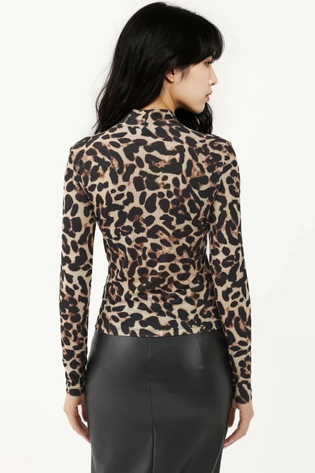 Leopardenmuster Halbturtleneck Oberteil - Image 3