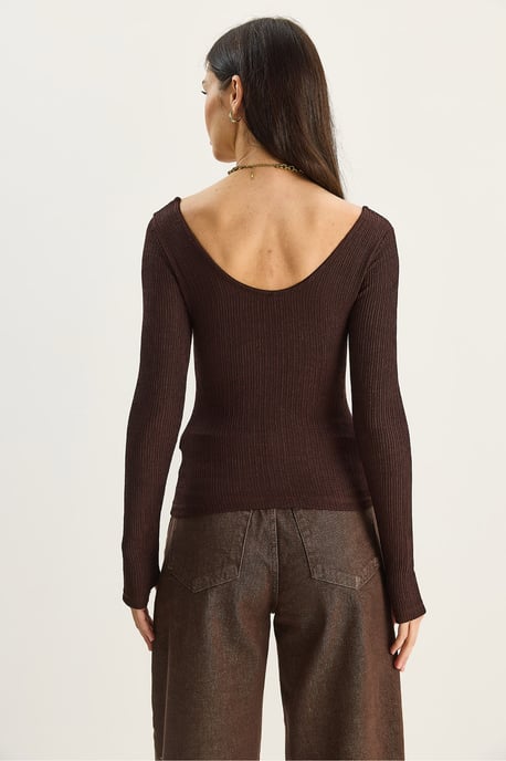 Slim Fit Langarm-Bluse mit U-Ausschnitt - Image 6