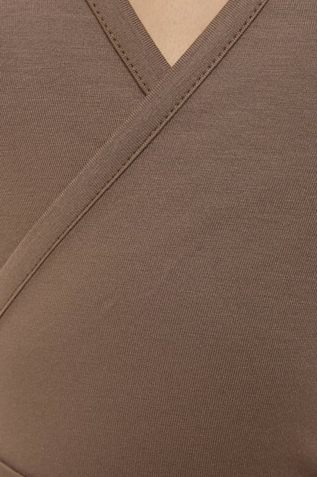 Weiche Touch Strick V-Ausschnitt Langarm Viskose Bluse - Image 6