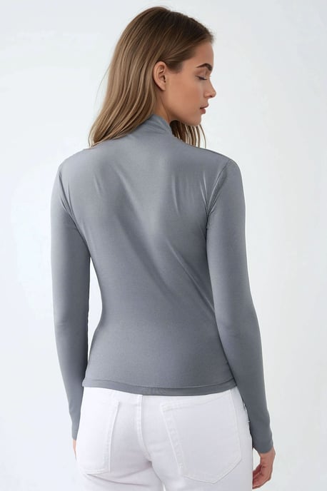 Bluse mit hohem Kragen und Drapierungsdetails - Image 4
