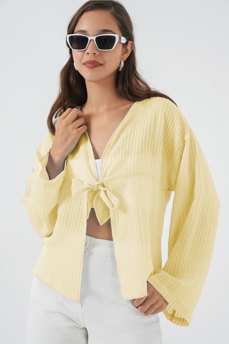 V-Ausschnitt Bluse mit Schleife - Image 1