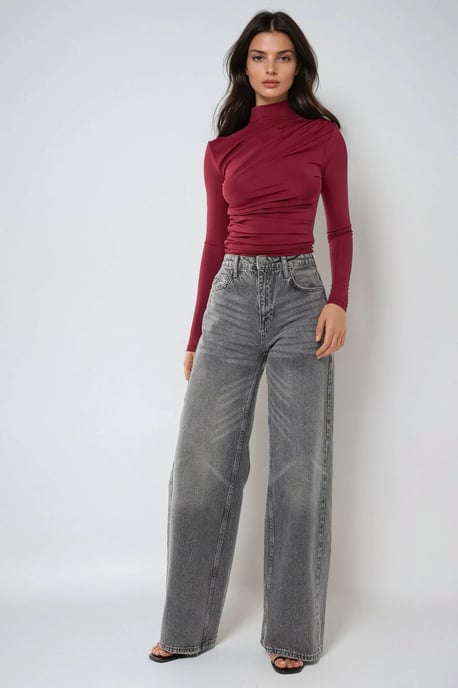 Hochkragen-Bluse mit Drapierung - Image 4
