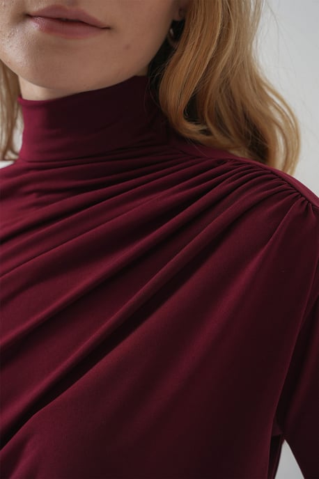 Taillierte Rollkragenbluse mit Drapierung - Image 5