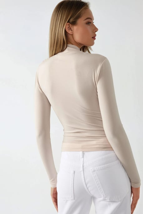 Bluse mit hohem Kragen und Drapierungsdetails - Image 4