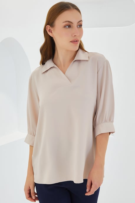 Polokragen Lockere Passform Bluse - Image 2
