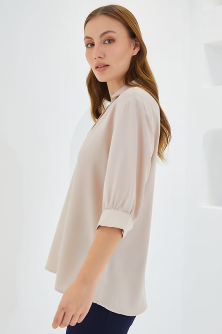 Polokragen Lockere Passform Bluse - Image 3
