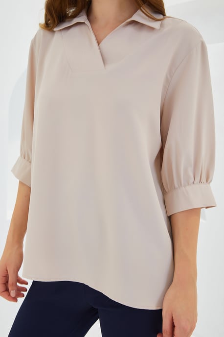 Polokragen Lockere Passform Bluse - Image 4