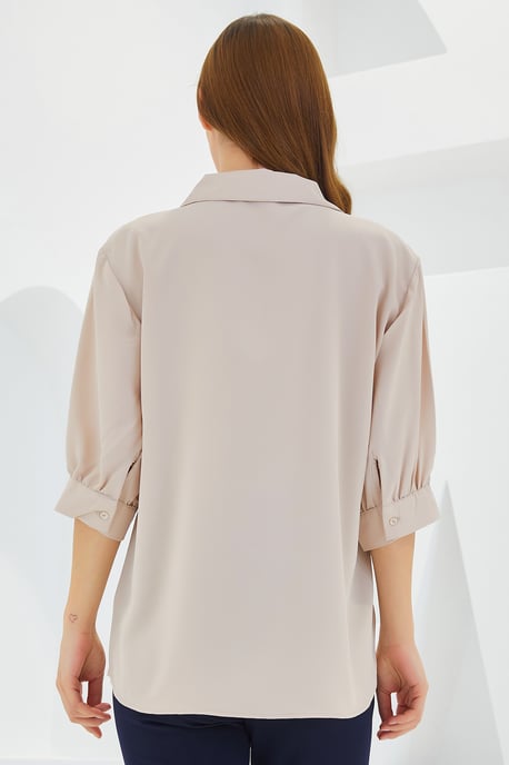 Polokragen Lockere Passform Bluse - Image 5