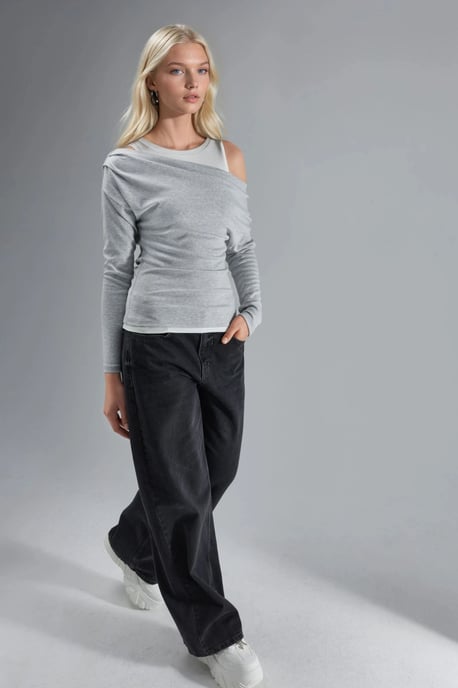 Weiche Touch Rundhals Langarm Doppel-Lagen Strickbluse - Image 5