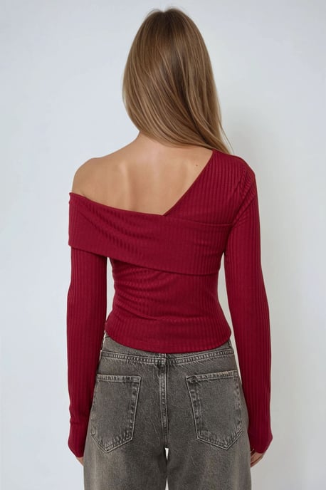 Asymmetrisches Hals-Texturiertes Stricktop - Image 6