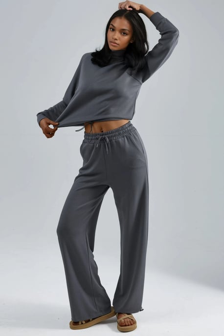 Modal Touch Halbkragenbluse & Elastische Taillenhose - Image 1